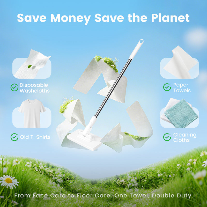 đŠđ§č 50% RABATT! | EngĂ„ngsdammmopp med 4 Ă
teranvĂ€ndbara Trasor â Flexibel & Hygienisk Rengöring!