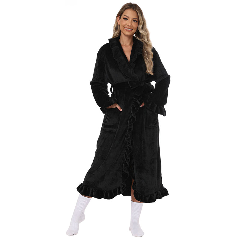 🍂❄️ Höst- & vinterkampanj! 50% REA💕 Lyxigt Mjuk Badrock – Ultramjukt Material, Eleganta Volanger & Vardagsbekväm Luggning!♀️