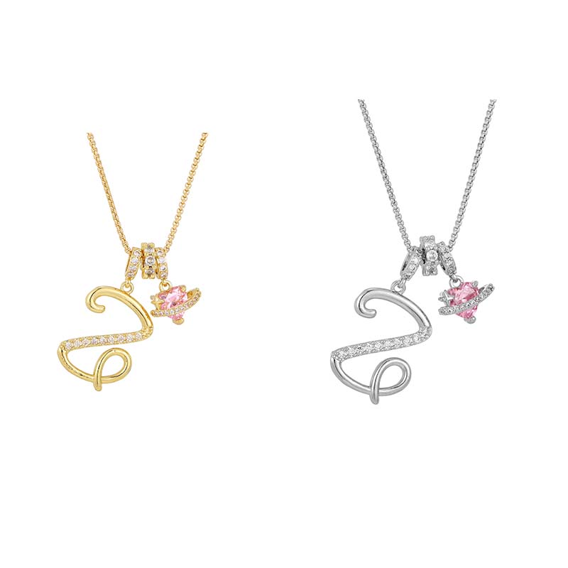 š„šNyhet 50 % RABATTš„Halsband med initialbokstav och rosa hjƤrtcharm