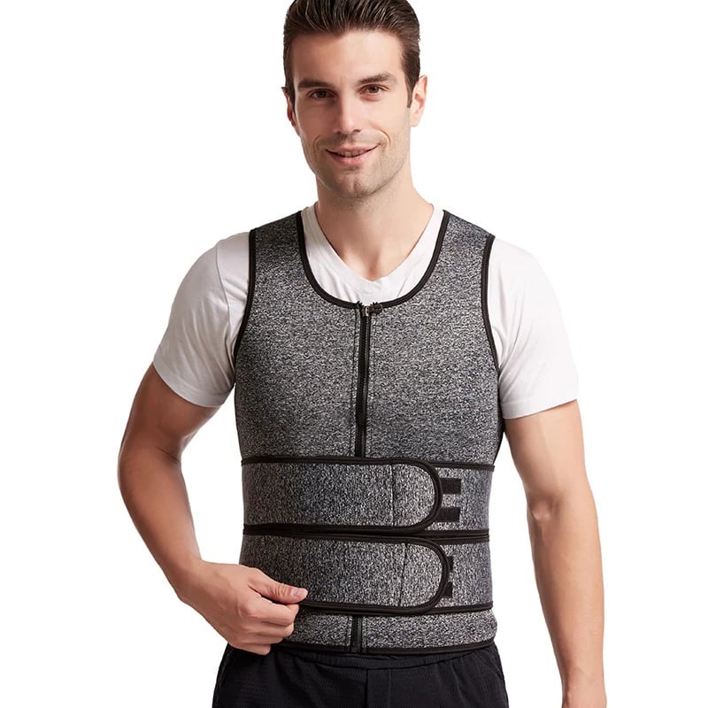 đ„Shapewear-saunavĂ€st för mĂ€n, midjetrĂ€nare med dubbelt bĂ€lteđ„