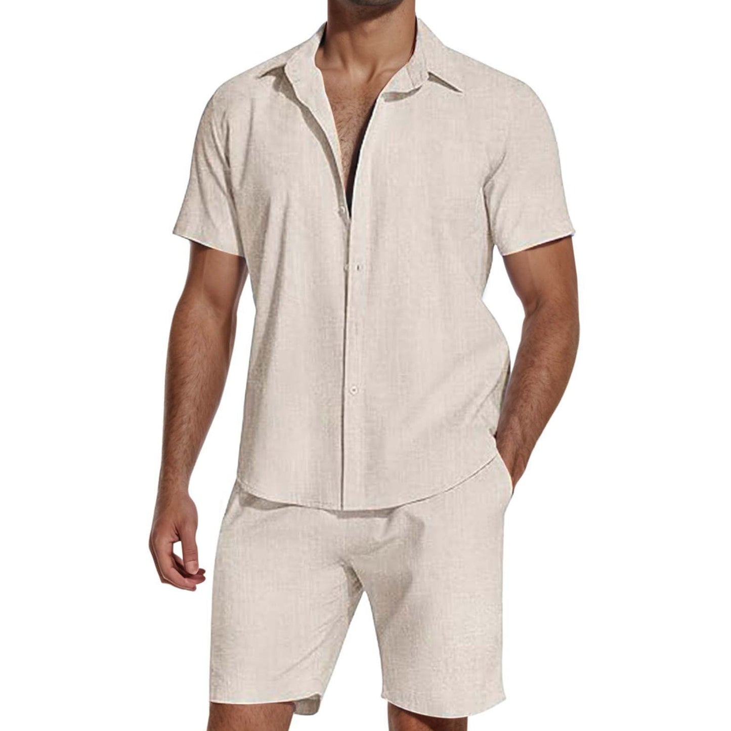đ 50% RABATT NU! âïž Summer Casual Breathable 2-Piece Set for Men â Coordinerad & BekvĂ€m â Perfekt för Strand, Semester & Vardag â Andningsbart Linne đ