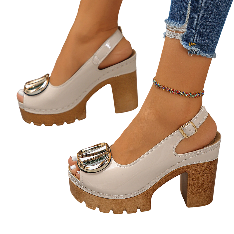 đĄ 50% RABATT! âš Elegant Peep-Toe SpĂ€nne HĂ€lade Sandaler â Stilren Design, BekvĂ€m Klack đž