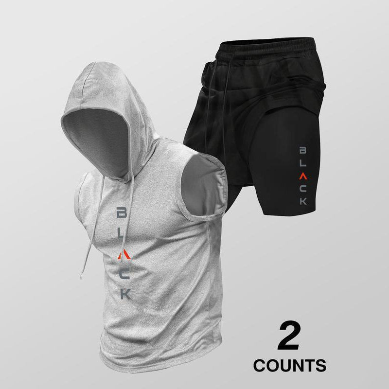 🏃 50% RABATT NU! 💪 Herr Ärmelös Hoodie & Shorts Set – Atletisk & Casual Passform – Andningsbar & Snabbtorkande 🏋️♂️