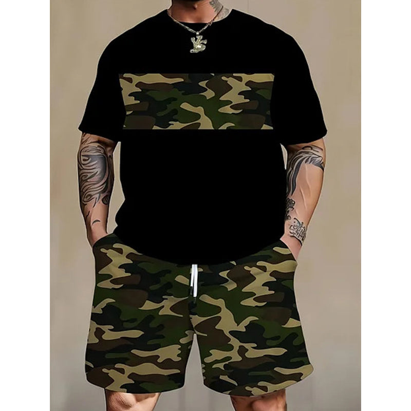 Herr Kamouflagetryckt T-shirt & Shorts Set
