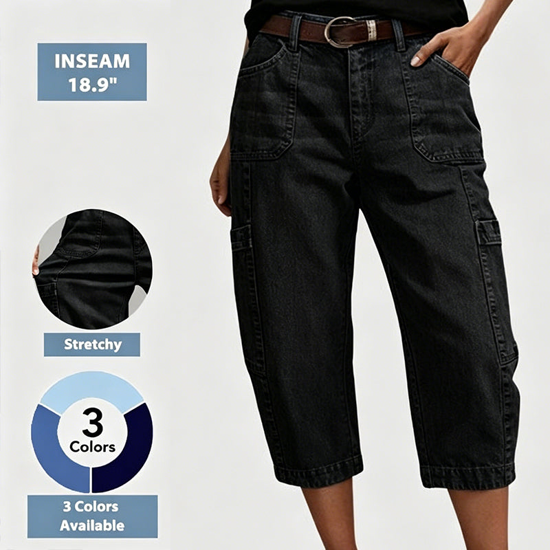 đąMellanĂ„rsrea: 50 % rabatt â endast under en begrĂ€nsad tid â°Korta, stretchiga jeansbyxor för dam i casual-stil