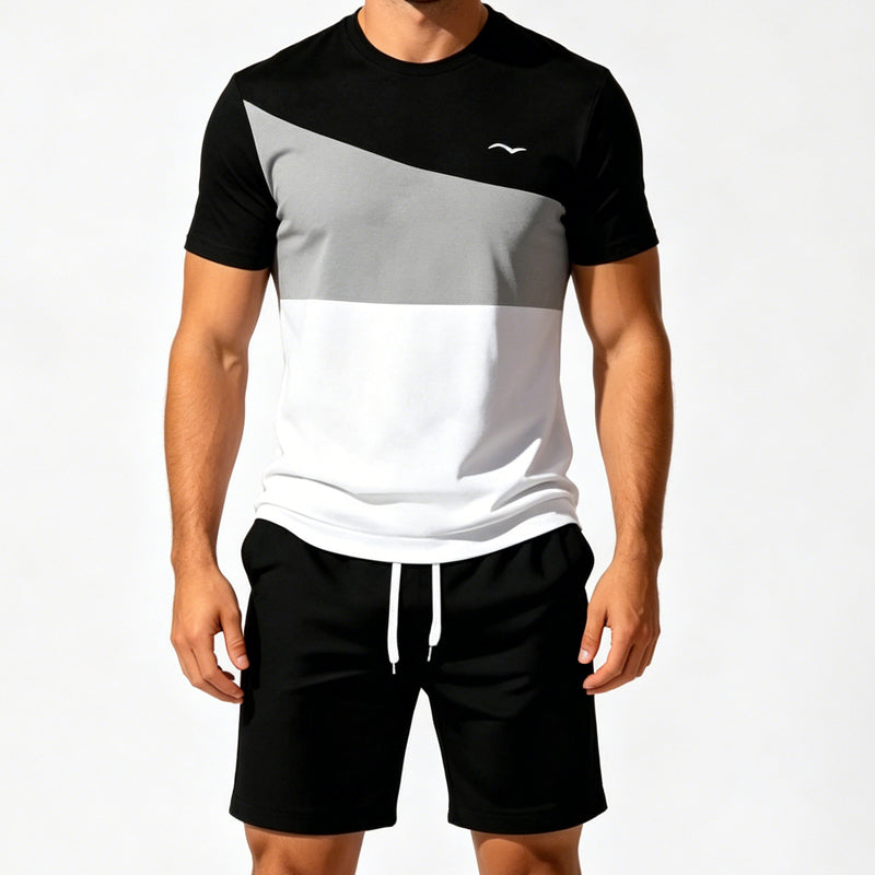 đąđą 50 % RABATT!! â° Herr andningsbart fĂ€rgblock-set â T-shirt & shorts, svalt & bekvĂ€mt, perfekt för varma dagar & semester đ