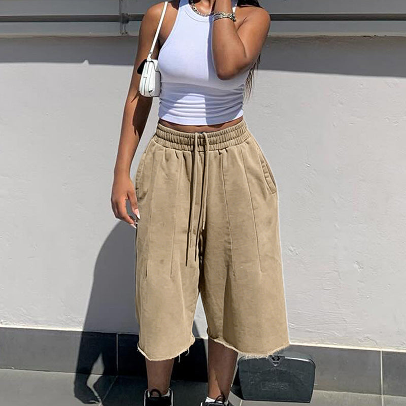 🌬️ Dam vida jeansshorts med dragsko i midjan – lätta, luftiga & perfekta för lata dagar, picknick & semester 🏖️