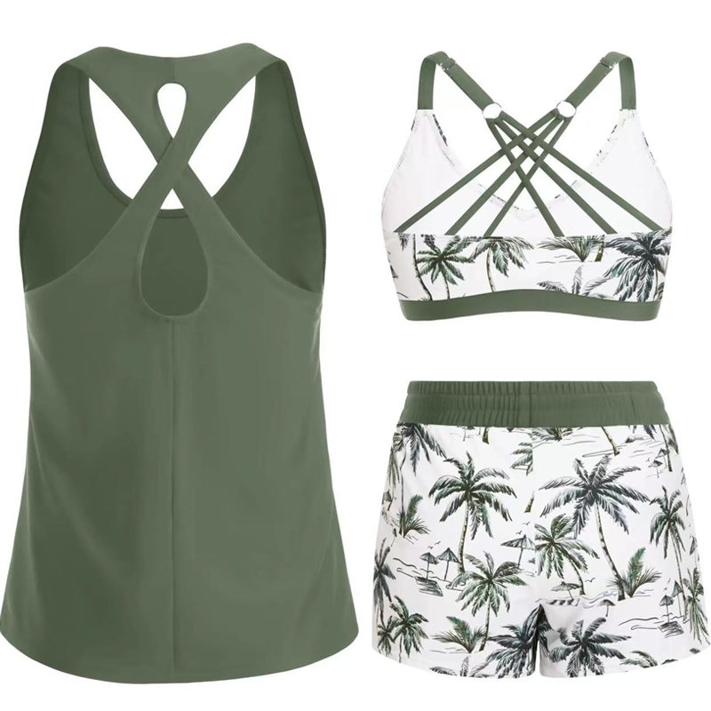 đđDam 3-delad baddrĂ€kt tankini set med shortsđ€ž