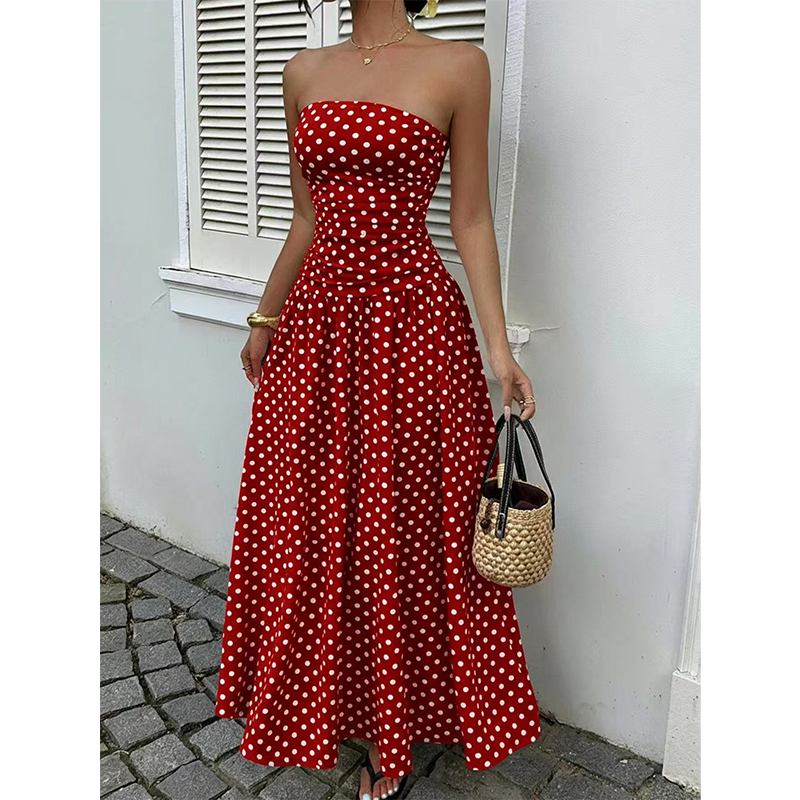 đ Rea 2026 â Ăver 46 000 sĂ„lda!đ Off-shoulder-klĂ€nning med prickmönster för damer â tidlös charm möter modern elegans đž