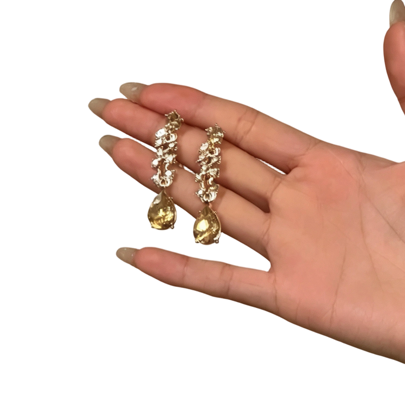 đž 50% RABATT NU! đž Elegant Gul Gnistrande Strass-Smycken