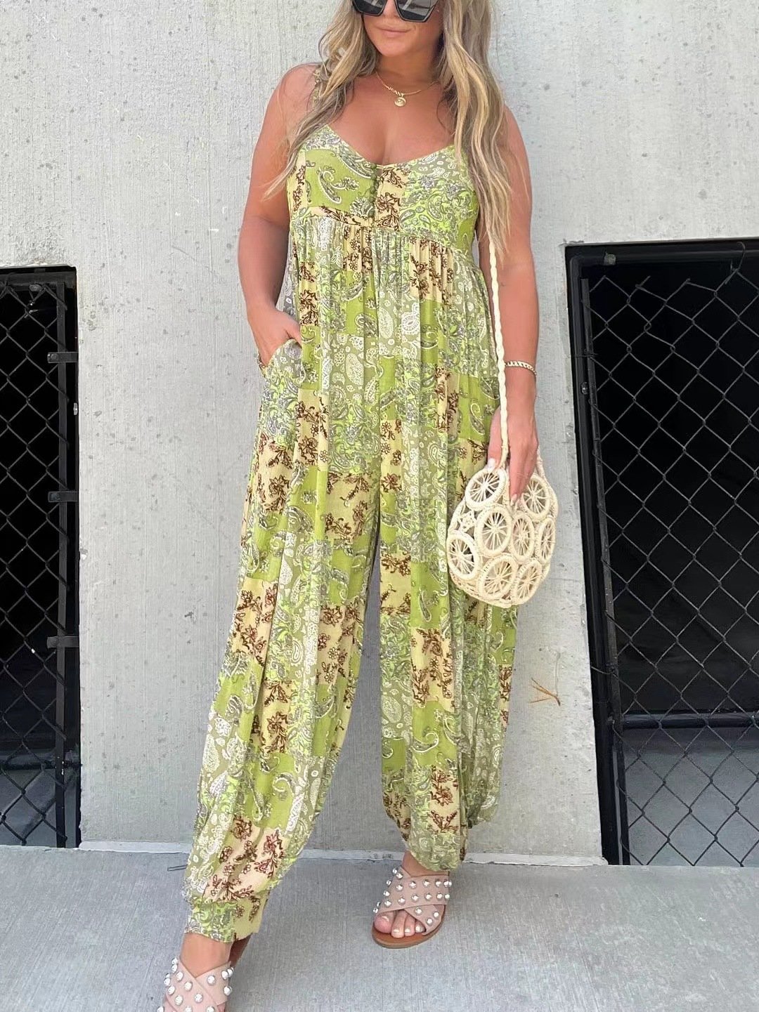 🌸 Löst sittande jumpsuit med tryck (begränsat lager) 💥