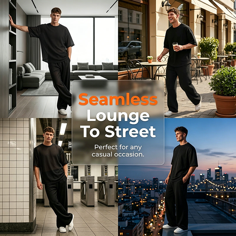 👕 50% RABATT NU! 🔥 Herr Casual Loose T-shirt & Vida Byxor 2-Delat Set – Streetwear Matchande Outfit – Daglig Lounge & Bekväm Passform ☀️