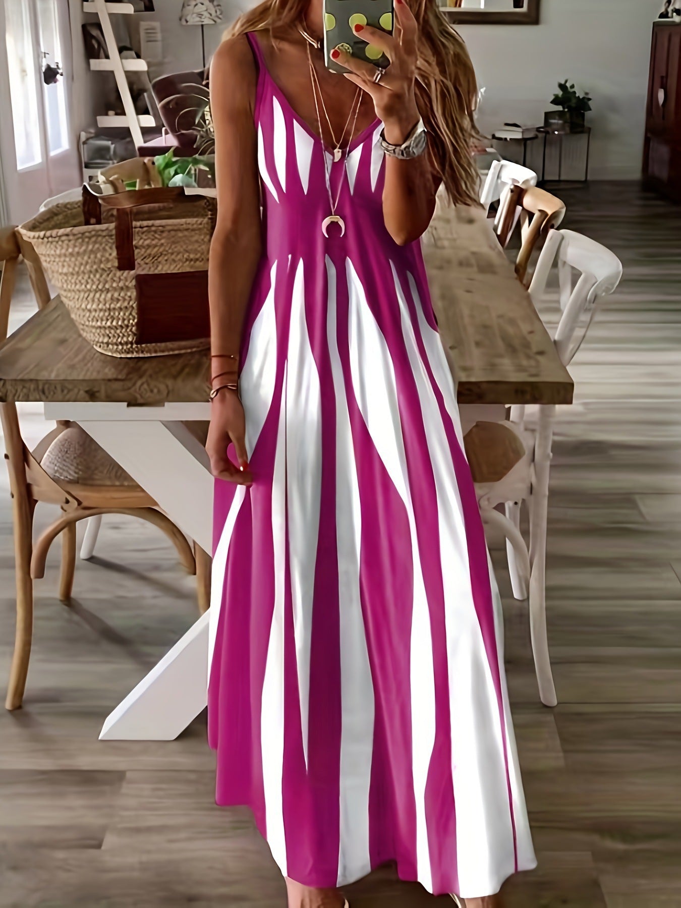 👗50% RABATT ✨ Randig klänning med smala axelband – luftig, elegant & perfekt för sommarens alla dagar ☀️