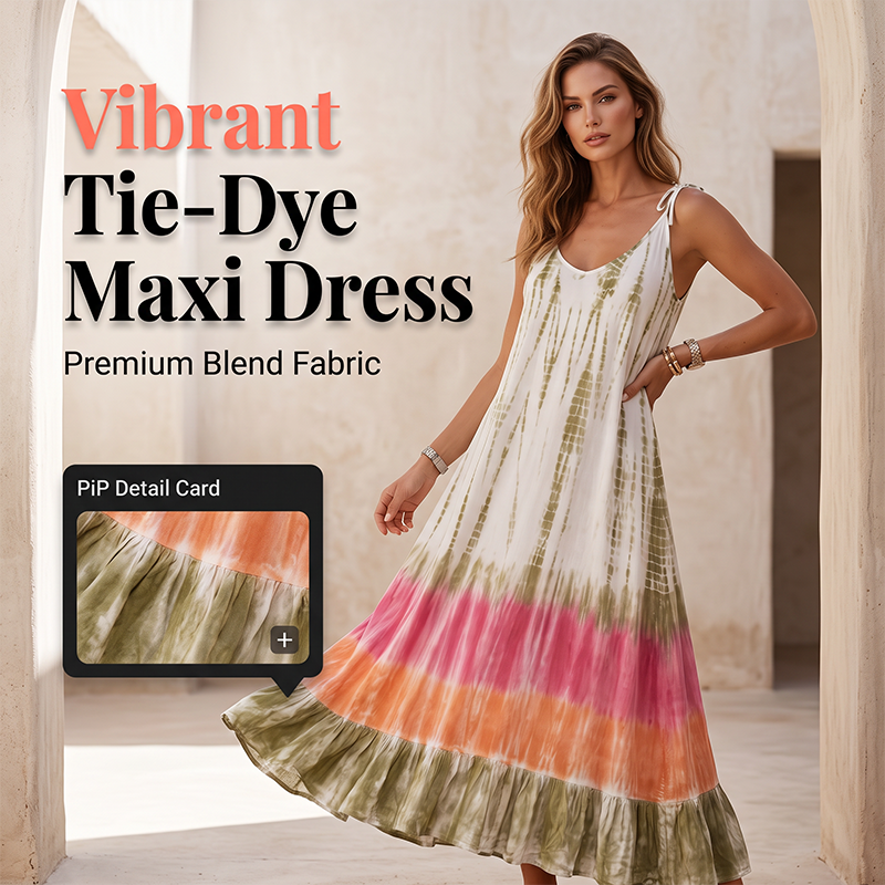 🔥Sommarrea – 50 % rabatt💝Tie-dye-maxiklänning för kvinnor – ärmlös strandklänning🌙