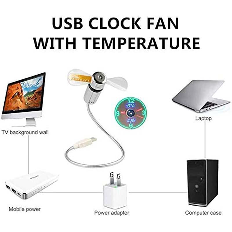 🔥2026 Het rea 50% RABATT🔥USB-fläkt med LED-klockbelysning