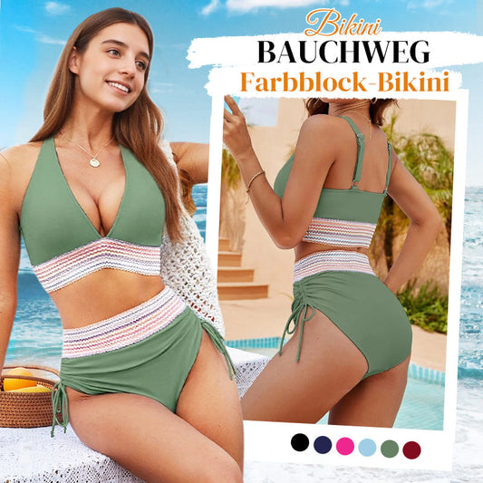 🔥2026 Ny stil 60% rabatt💥Bikinset med hög midja, magkontroll och färgblocksdesign👙