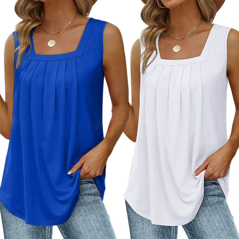 👚 50% RABATT NU! ✨ Ärmlös Linne med Fyrkantig Halsringning – Enkel & Smart – Uppgradera Din Vardagsklädsel 🌸