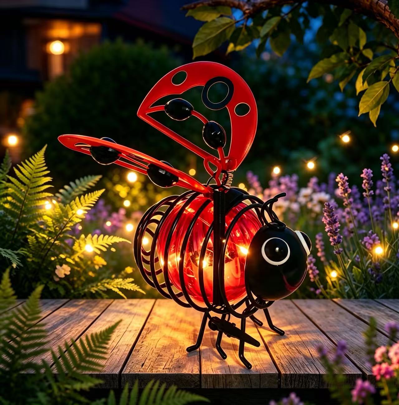 🐝 50% RABATT NU! ☀️ Solcellsdriven Hängande Bilampa – Charmig Bi-design med Hjärtformade Vingar – Perfekt för Trädgård & Bil 🌸