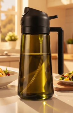 🍾 50 % RABATT! ✨ 2-i-1-sprøyteflaske og oljedispenser i glass – elegant design, dryppfri og enkel å rengjøre 👨‍🍳