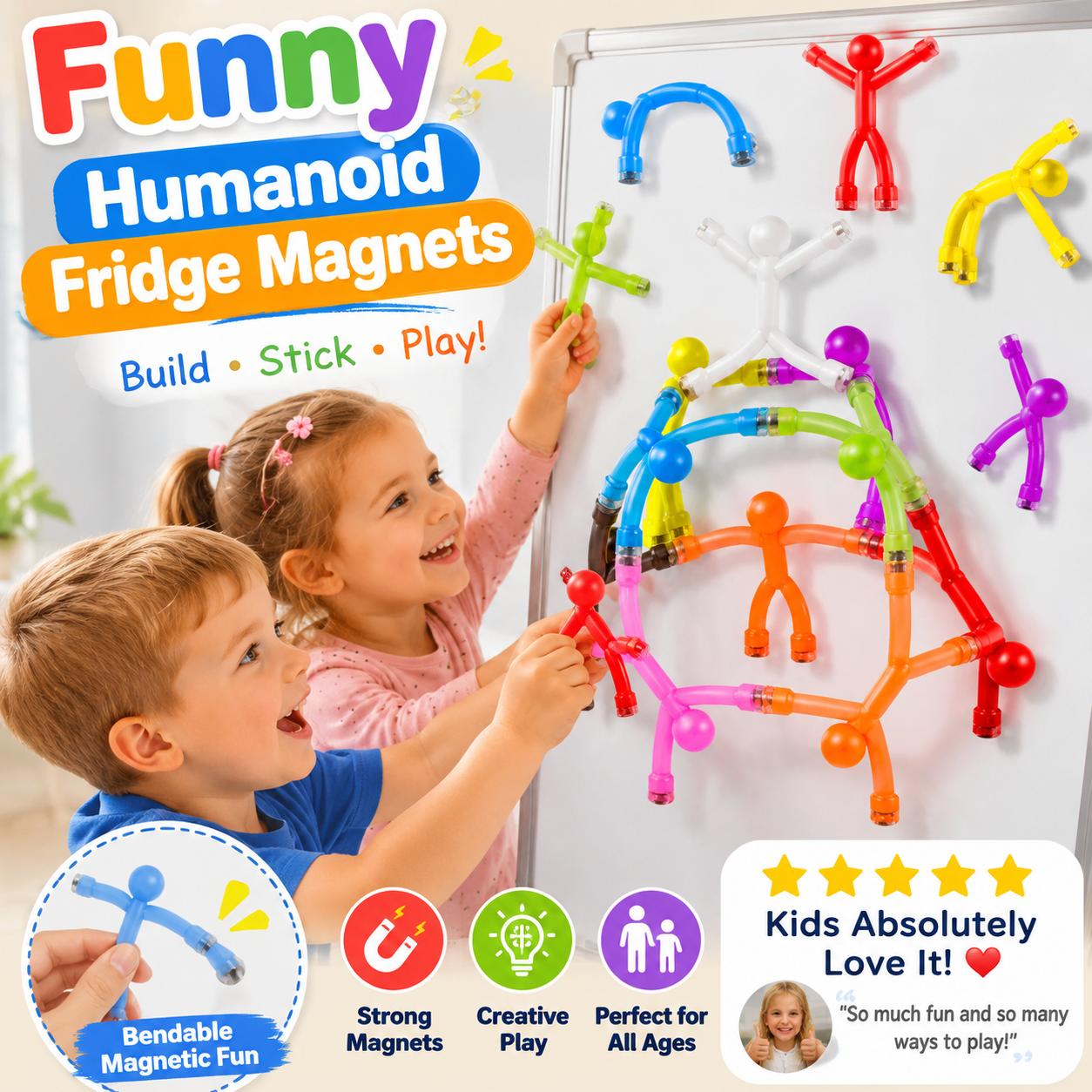 🧲 50 % RABATT NU! 🎨 Kreativa magnetfigurer – starkt grepp, rörliga leder & färgglada set ✨