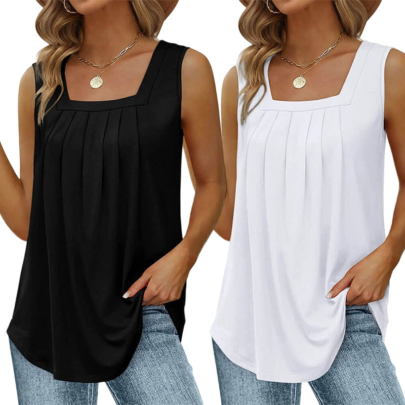👚 50% RABATT NU! ✨ Ärmlös Linne med Fyrkantig Halsringning – Enkel & Smart – Uppgradera Din Vardagsklädsel 🌸
