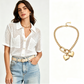 🔥 50% RABATT (HALVA PRISET) 🧶 Kortärmad Stickad Tröja med Knappar för Damer + Gratis Halsband!