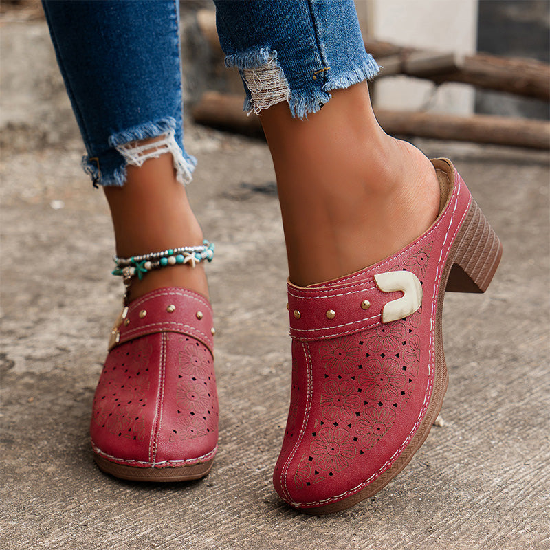 Tjock Klack Slip-On Sandaler med Täckt Tå