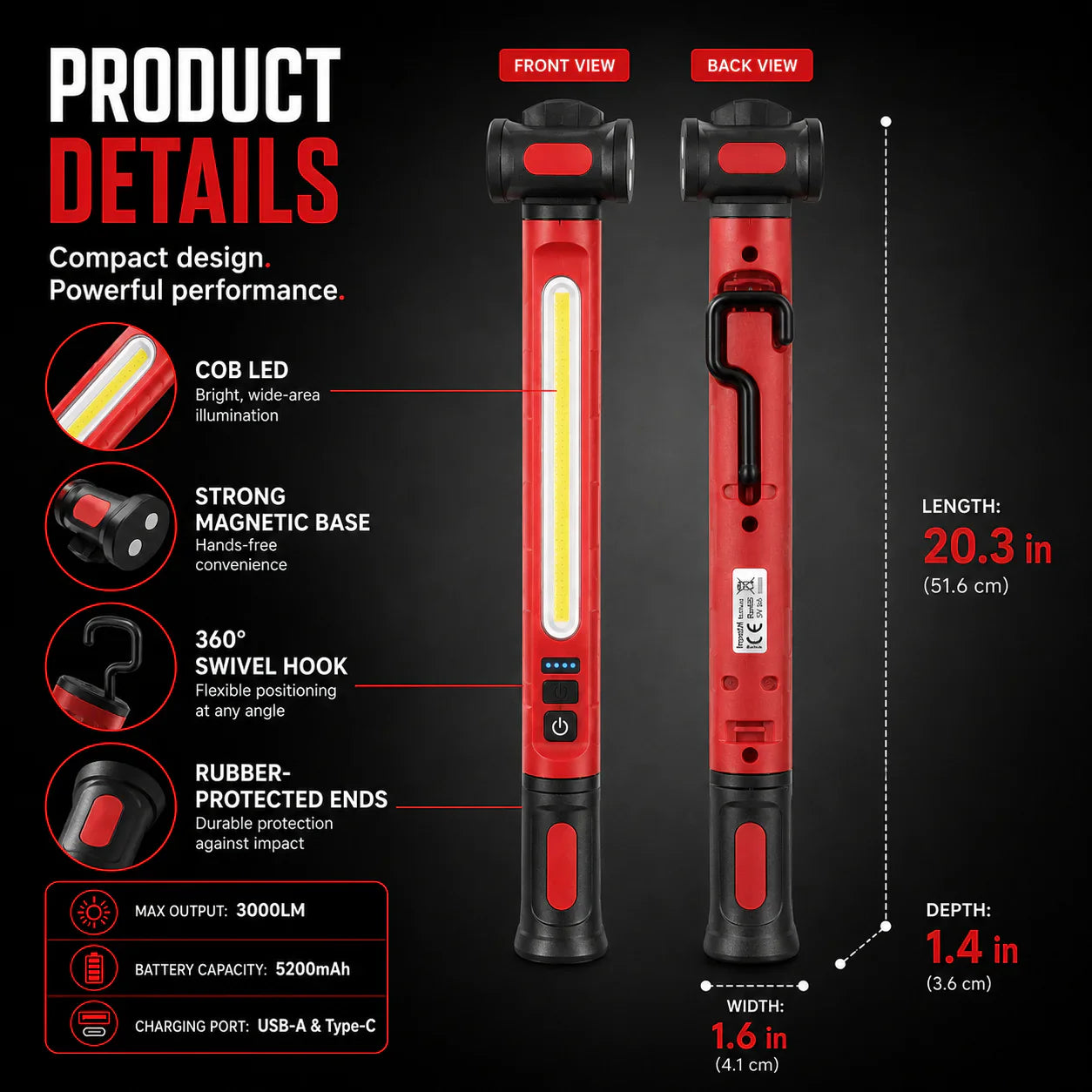 🔥 50% RABATT ⏰ Smart arbetsbelysning för motorhuv 🚗 LED-ljusramp för bilreparation – starkt ljus, bättre sikt & säkrare arbete 🔧✨