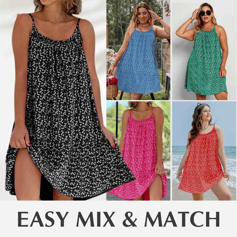 👗 50% RABATT NU! 🌸 Blommig Linneklänning med Smala Axelband – Lätt & Andningsbar för Romantisk Sommarkänsla ☀️