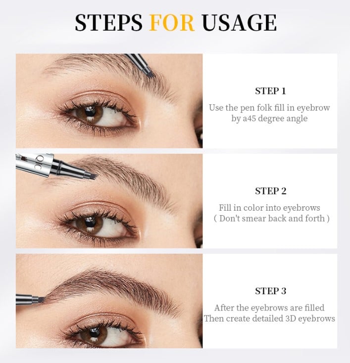 🔥KÖP 1, FÅ 1 GRATIS! ✨3D Vattentät Microblading Ögonbrynspenna - 4-Spets Design - Långvarig 36 Timmar
