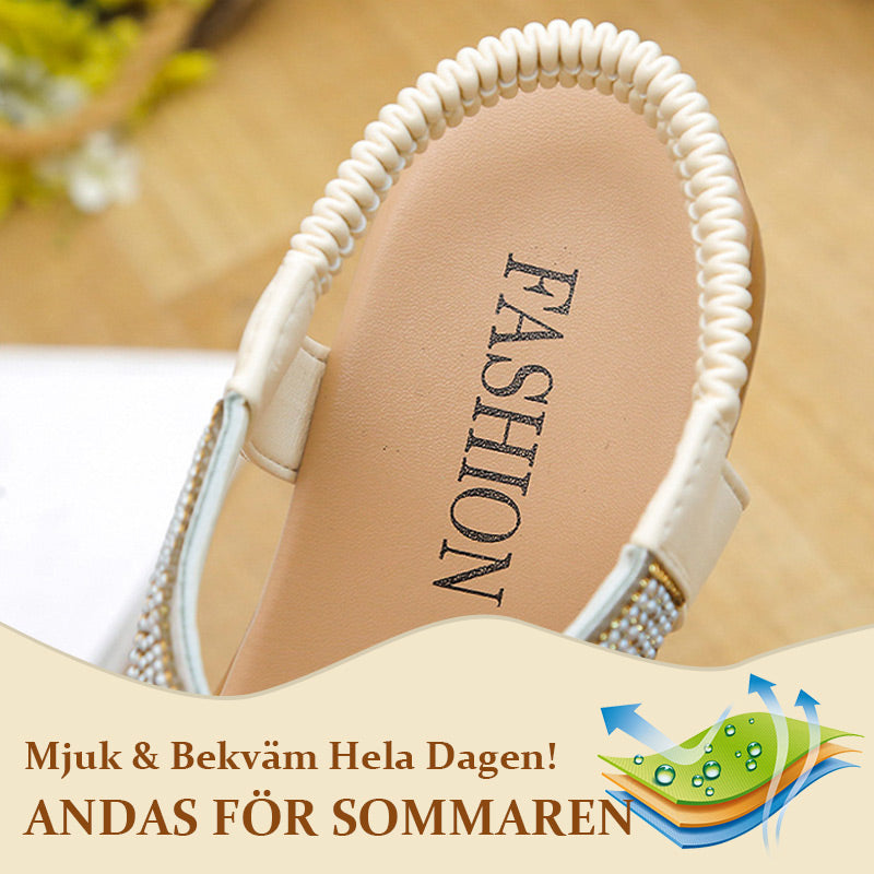 🔥Köp 2 och få fri frakt🔥Lyxiga Sandaler med Strass och Halkfri Mjuk Sula