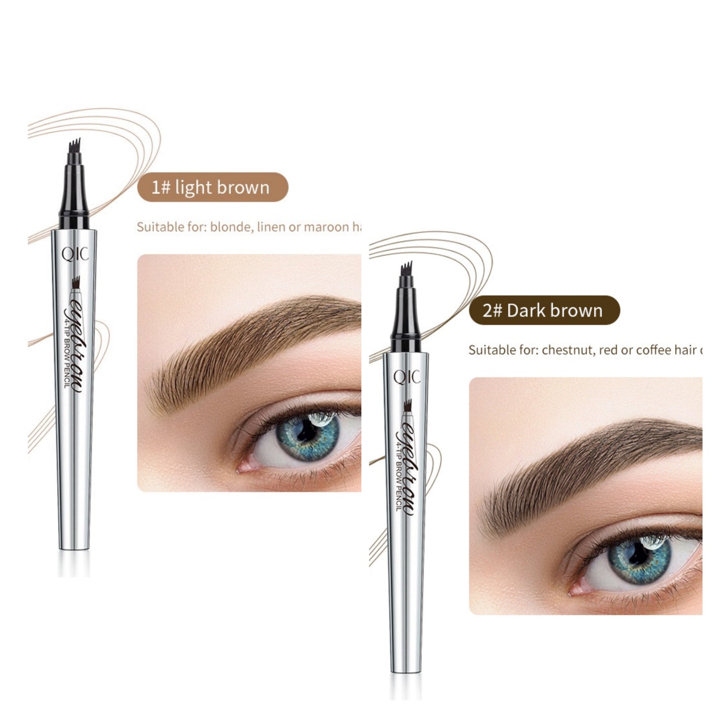 🔥KÖP 1, FÅ 1 GRATIS! ✨3D Vattentät Microblading Ögonbrynspenna - 4-Spets Design - Långvarig 36 Timmar