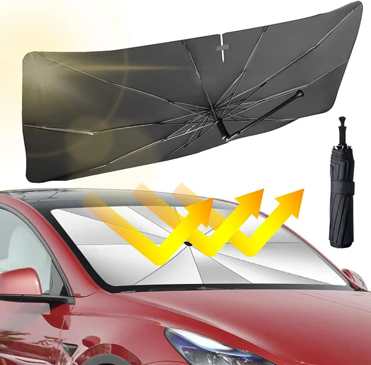 ☀️ 50 % RABATT NU!🚗 Sammanfällbar bilfönsterskydd – Blockerar UV-strålning och värme – Skyddar instrumentbrädan och interiören 🛡️