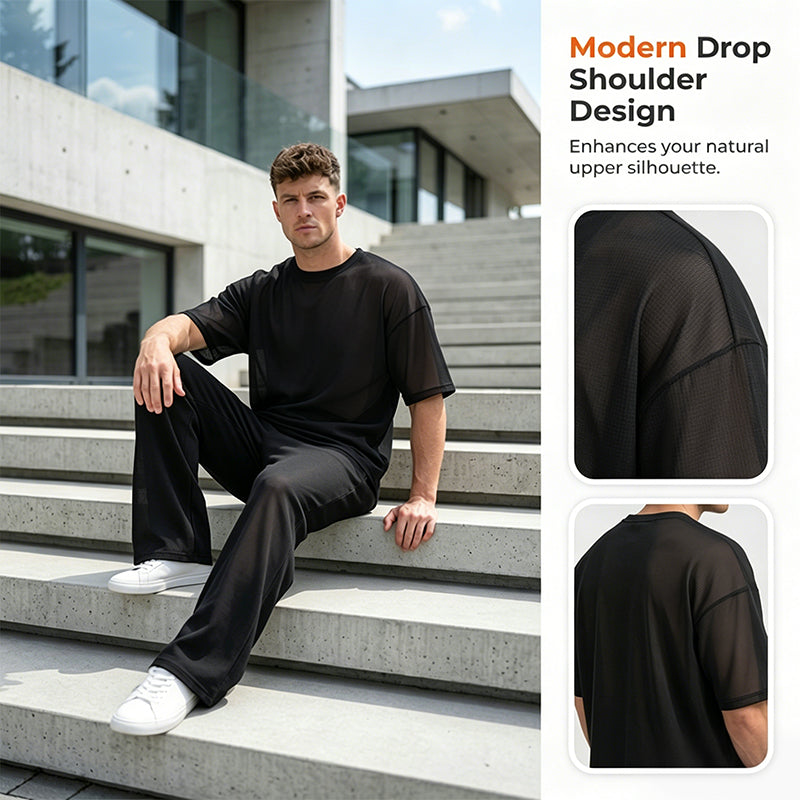 👕 50% RABATT NU! 🔥 Herr Casual Loose T-shirt & Vida Byxor 2-Delat Set – Streetwear Matchande Outfit – Daglig Lounge & Bekväm Passform ☀️