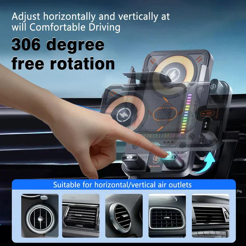 🚗65% RABATT NU! 📱 2-i-1-telefonhållare och trådlös laddare för bilen – 360° rotation, starkt grepp och snabb laddning 🔋