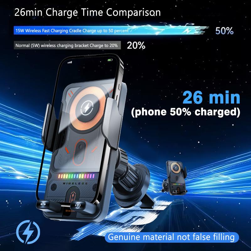 🚗65% RABATT NU! 📱 2-i-1-telefonhållare och trådlös laddare för bilen – 360° rotation, starkt grepp och snabb laddning 🔋