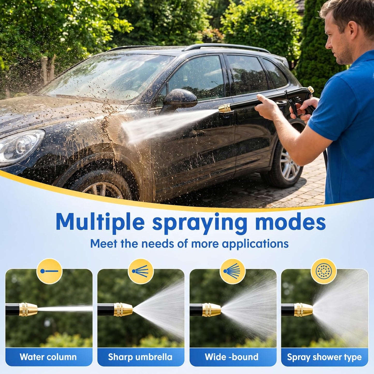 ⏳ Begränsad tid – 50 % rabatt! ⏰🏆 Högtrycksspruta med slang – perfekt för bilen, trädgården & altanen, bekvämt grepp & enkel att koppla till kranen 🚗🌻