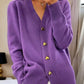 Women's Casual Winter Plain Yarn Wool Yarn Buttoned Cardigan