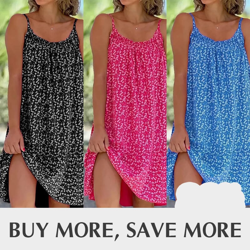 👗 50% RABATT NU! 🌸 Blommig Linneklänning med Smala Axelband – Lätt & Andningsbar för Romantisk Sommarkänsla ☀️
