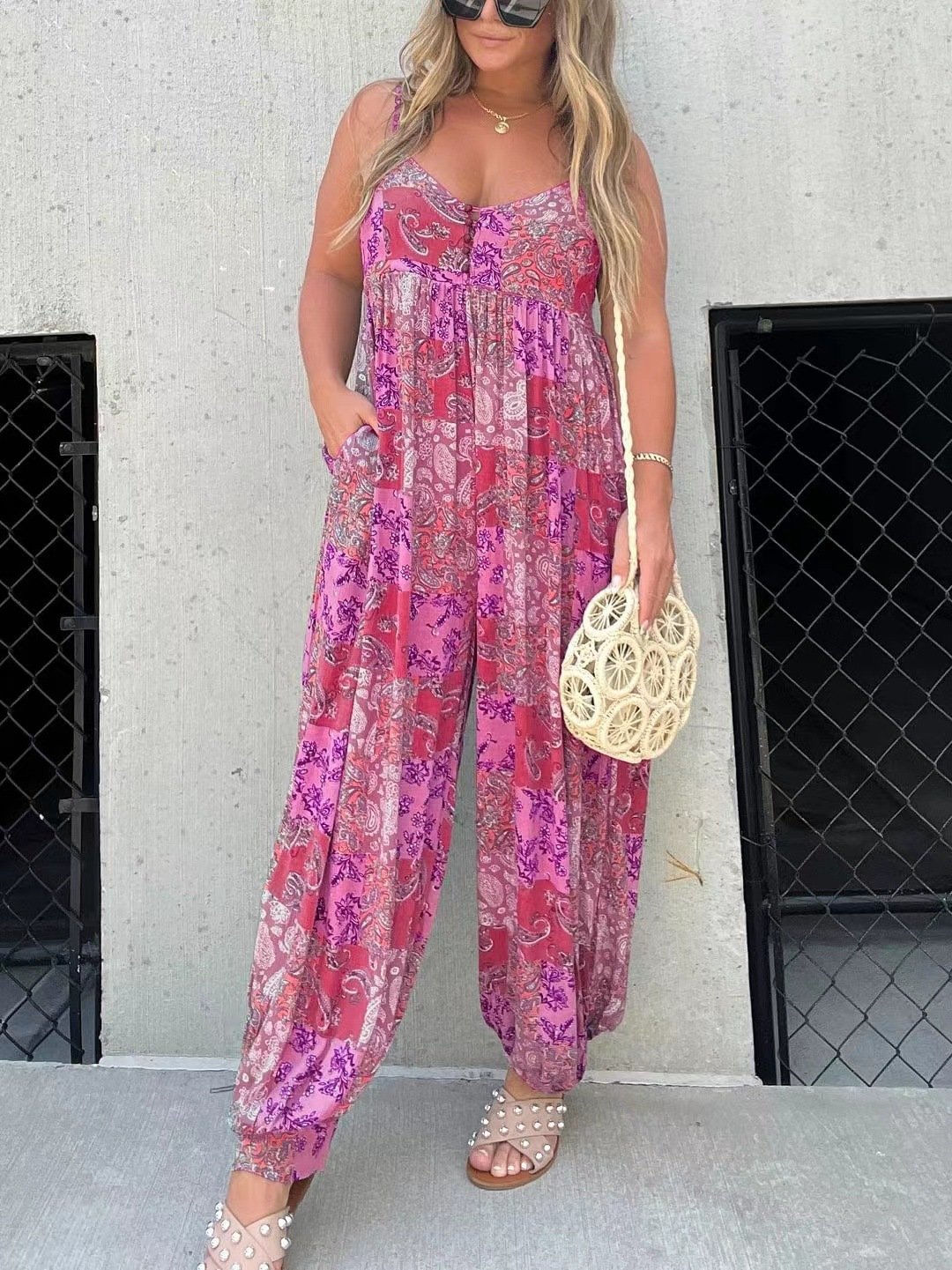 🌸 Löst sittande jumpsuit med tryck (begränsat lager) 💥