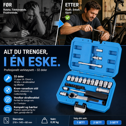 🔧 50 % RABATT NÅ! 🛠️ Kärna sperrnøkkel- og pipenøkkelsett, 29 deler – CR-V-stål, allsidige bits og bærbart etui – perfekt til reparasjoner i hjemmet, på bilen og til gjør-det-selv-prosjekter 🚗