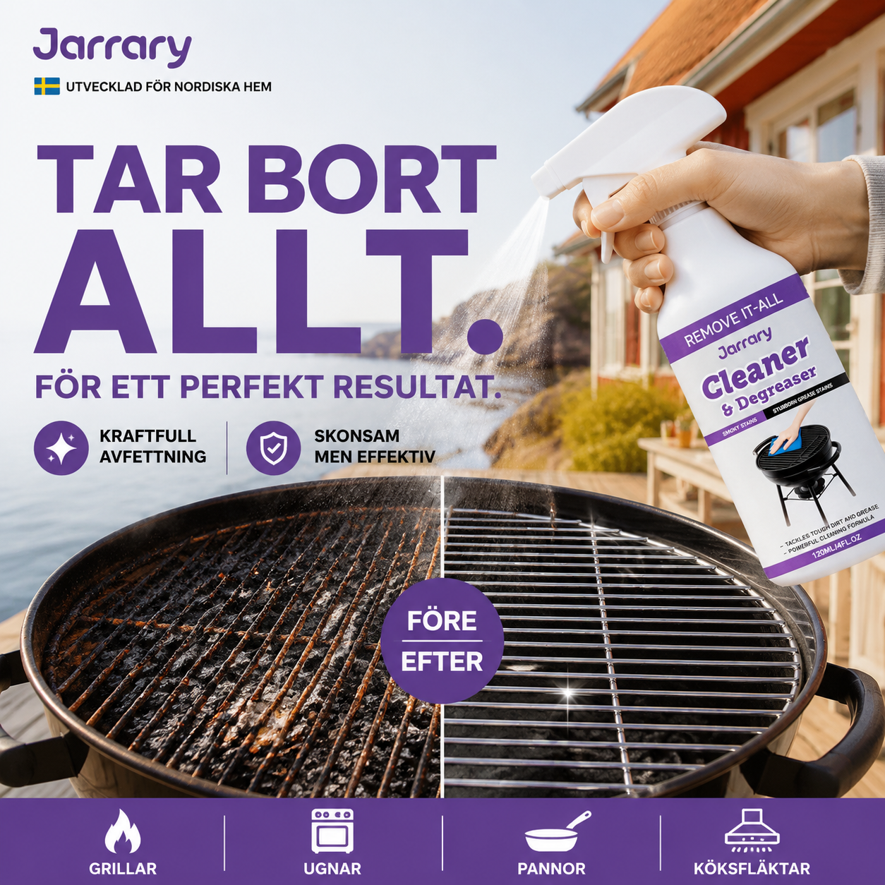 🧼 Kraftfull grillrengöring & avfettning – löser upp fett, smuts och fastbrända rester 🔥