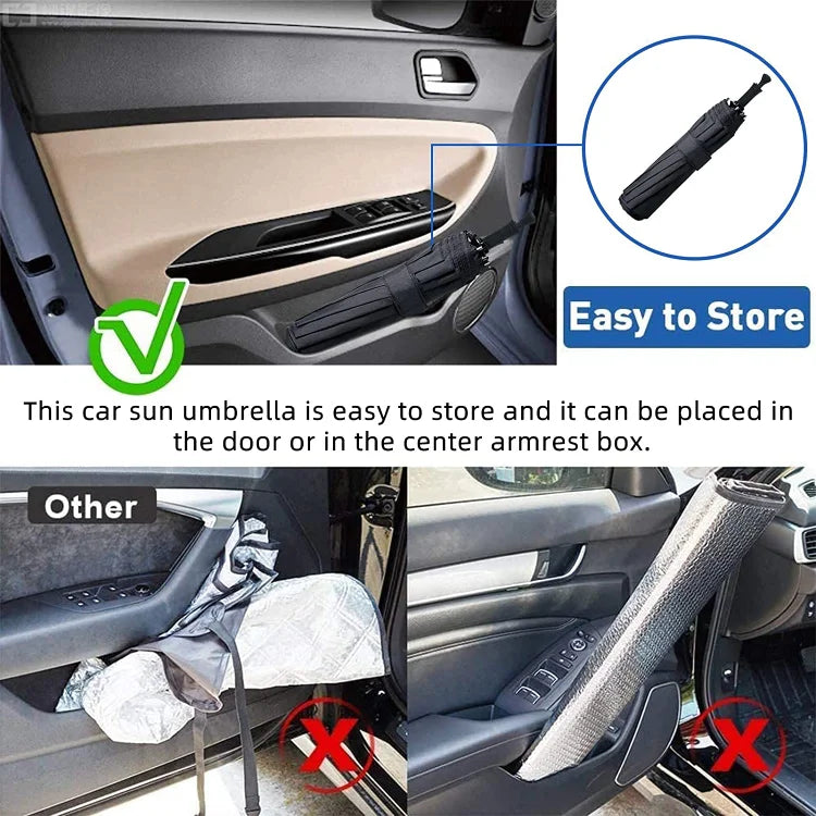 ☀️ 50 % RABATT NU!🚗 Sammanfällbar bilfönsterskydd – Blockerar UV-strålning och värme – Skyddar instrumentbrädan och interiören 🛡️
