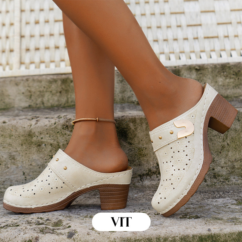 Tjock Klack Slip-On Sandaler med Täckt Tå