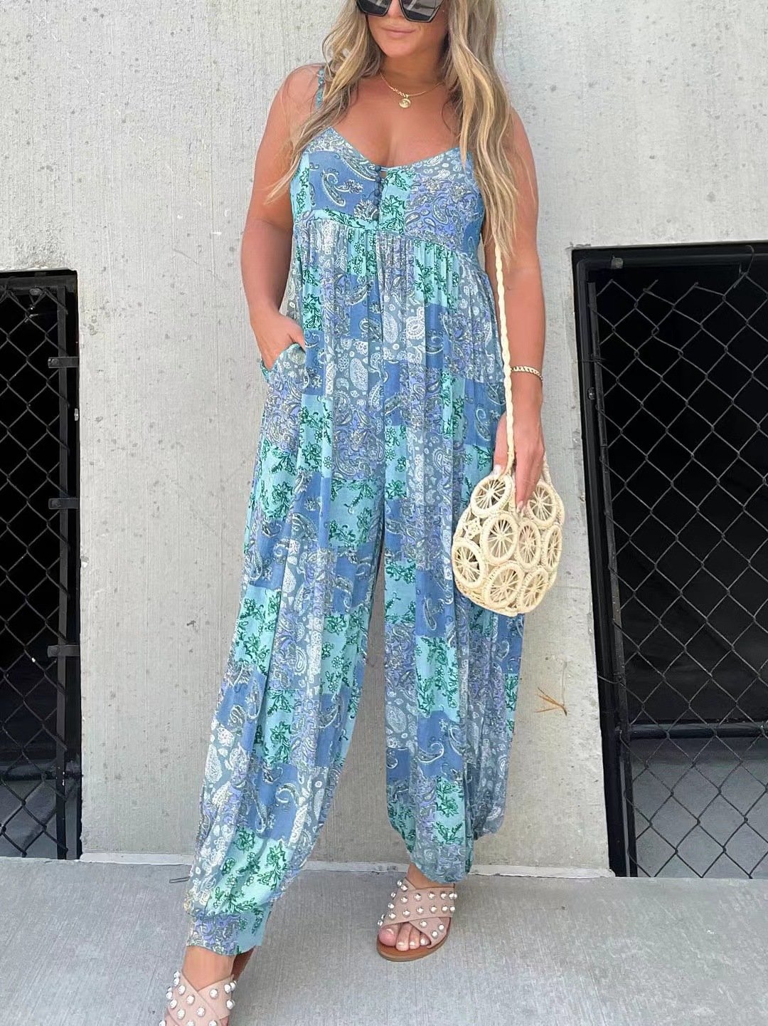 🌸 Löst sittande jumpsuit med tryck (begränsat lager) 💥