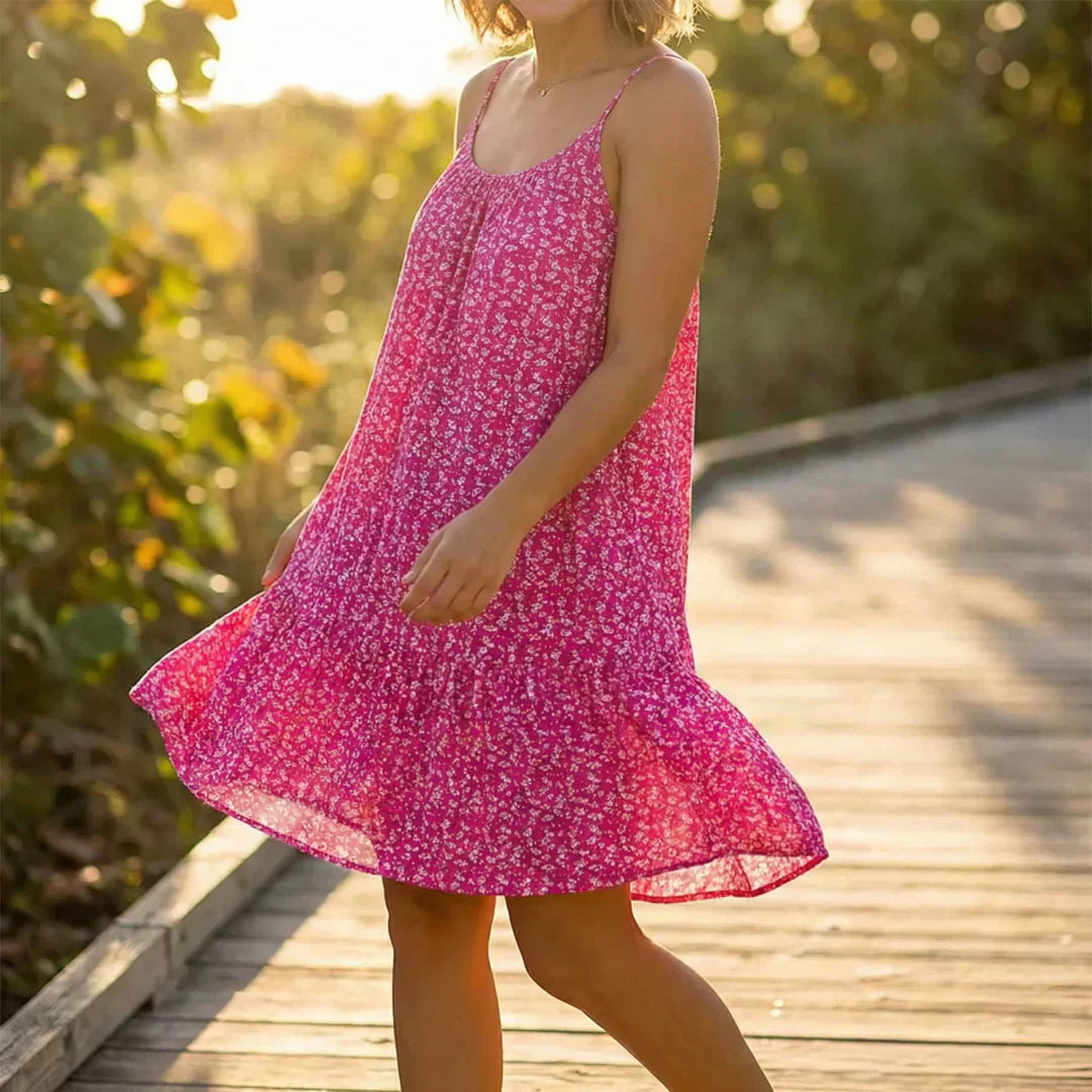 👗 50% RABATT NU! 🌸 Blommig Linneklänning med Smala Axelband – Lätt & Andningsbar för Romantisk Sommarkänsla ☀️
