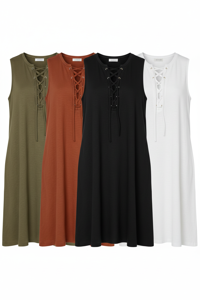 👗🔥 Sommarens heta erbjudanden – 50 % RABATT NU!😍👡Boho-klänning i bomullsblandning utan ärmar med snörning – andas bra, bekväm och smickrande passform ✨🌿