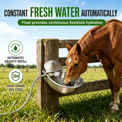 🎁2026 Nye produkter – 50 % rabatt💥 🐄 Automatisk drikkeskål i rustfritt stål 304 med flyter og dreneringshull for storfe, hester, sauer og hunder 🤖