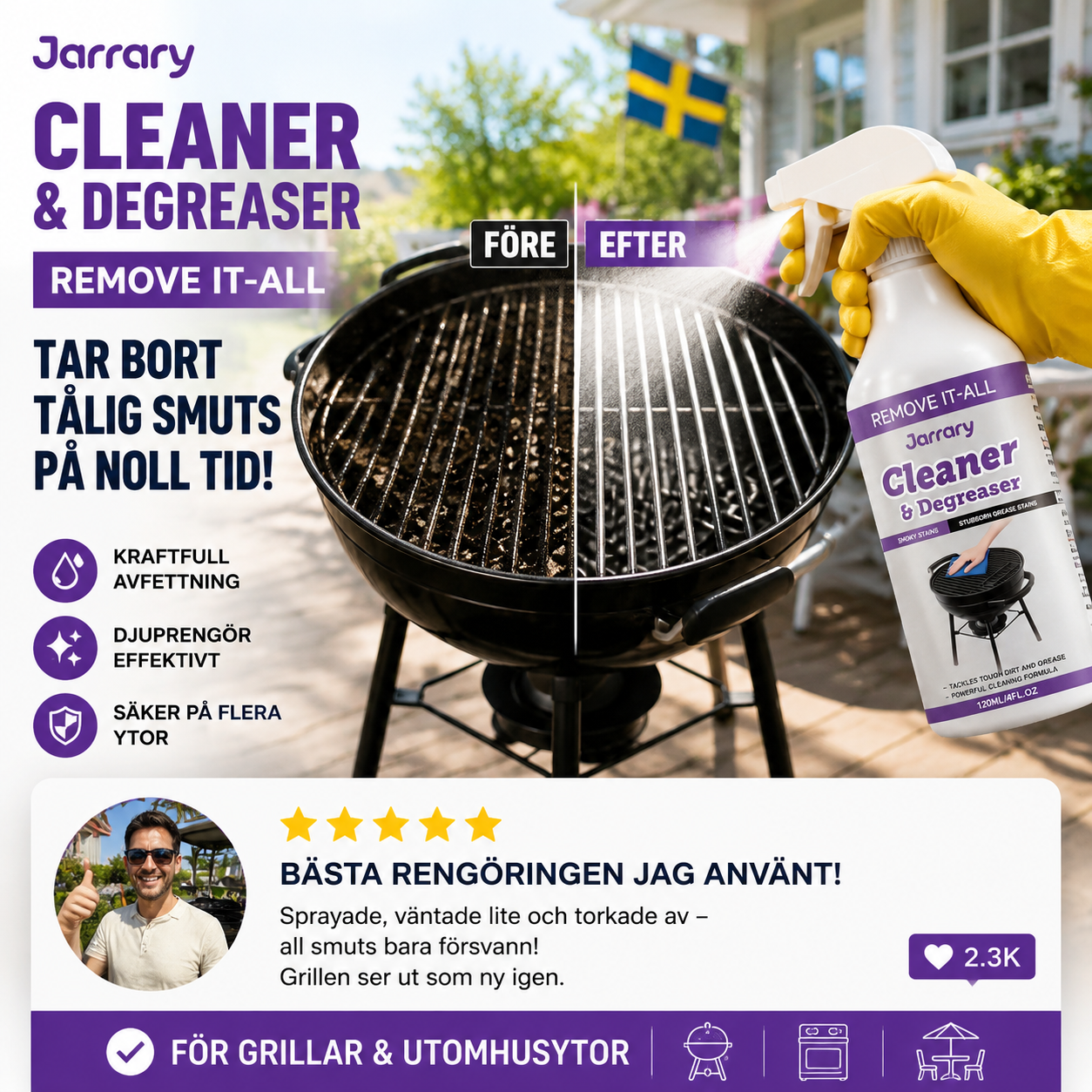 🧼 Kraftfull grillrengöring & avfettning – löser upp fett, smuts och fastbrända rester 🔥