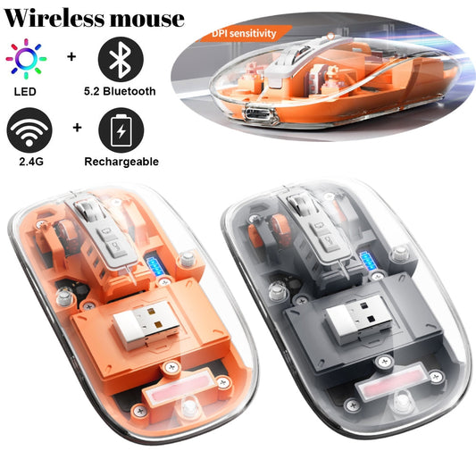 🌟Amazing Universal Mouse!🌟Rechargeable Transparent Shell Bluetooth Wireless Mouse